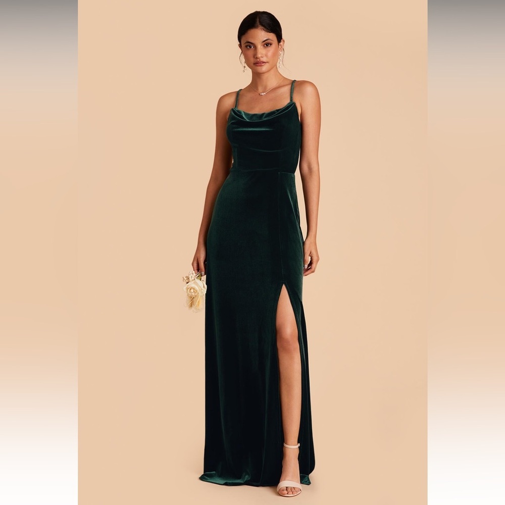 NWT Birdy Grey Ash Velvet Emerald Dark Green Bridesmaid Dress size Large